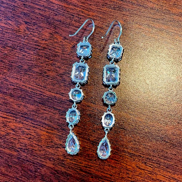 Kenneth Jay Lane Cubic Zirconia Drop Earrings; 3” - Picture 4 of 7